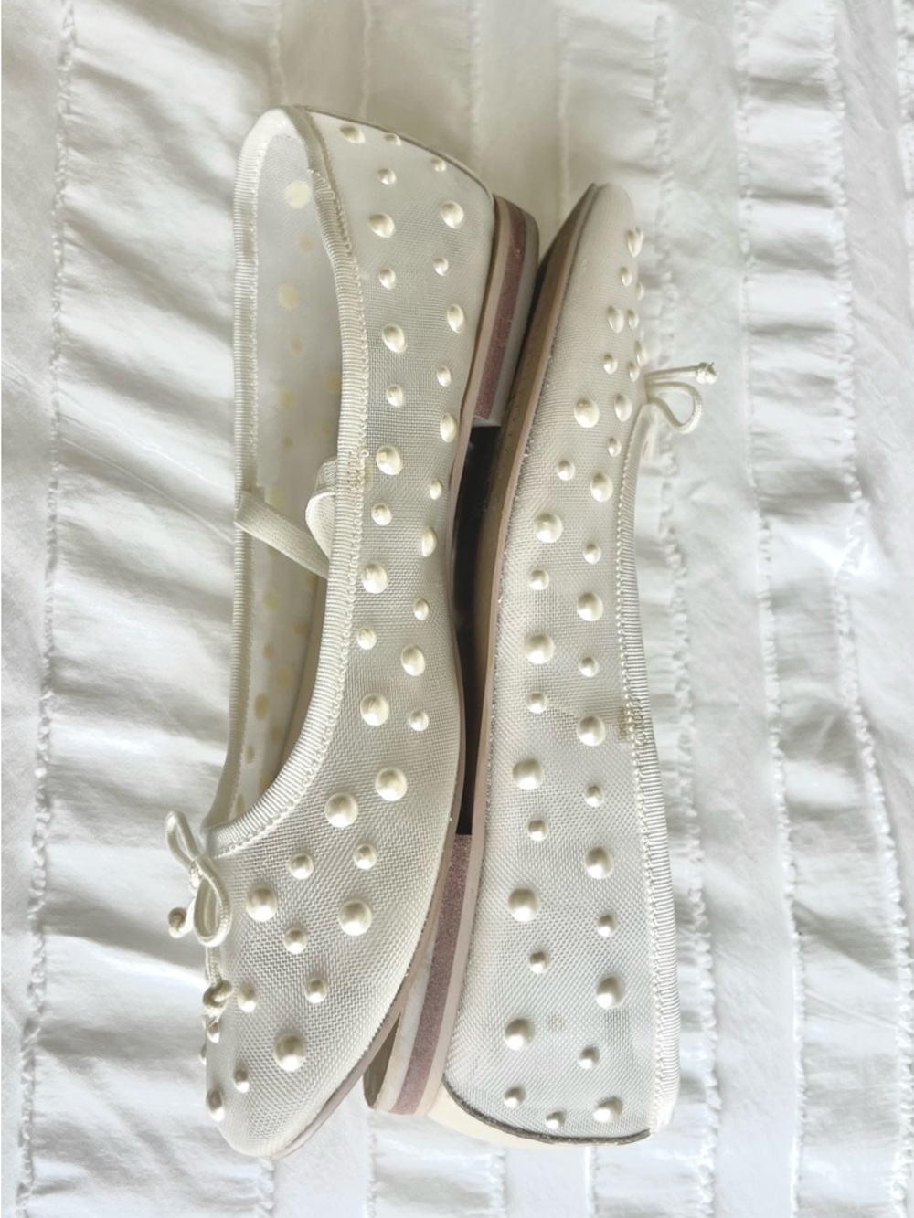 Gently Worn Dolce Vita Cadel Faux Pearl- Studded Mary Jane Flat - Ivory - Size 5 - Picture 6 of 13